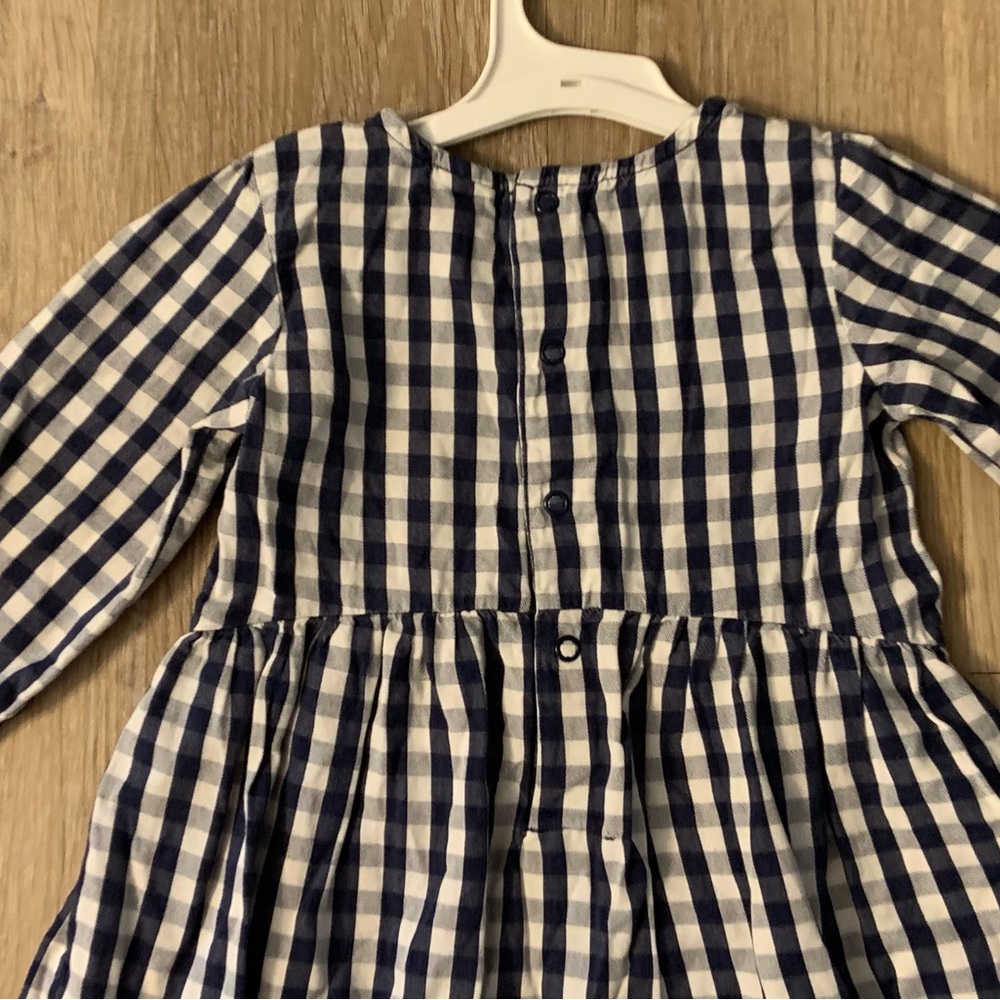 Carter's Girl's Size 24 Months Navy & White Checkered Casual Long Sleeve Dress - Picture 6 of 8